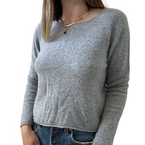 Pure Cashmere Womens Gray 100% Cashmere Soft Cropped Sweater M